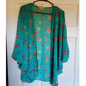Charming Charlie Green Floral Coverup Size M